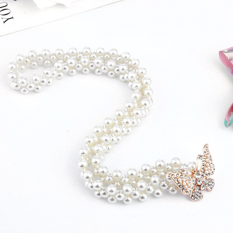 Mode Vrouwen Parel Riem Vlinder Strik Strass Elastische Taille Ketting Riem Vrouwelijke Dame Jurk Tailleband: style 3
