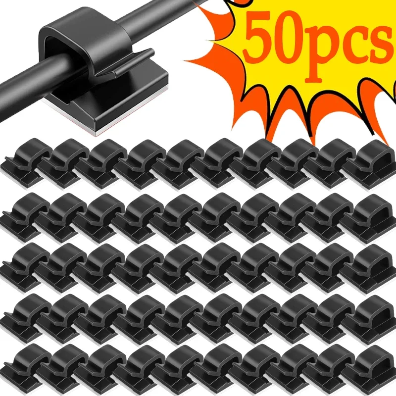 50 SZT. Klipsów do kabli do kamery samochodowej, organizer kabli na deskę rozdzielczą, uchwyt na kabel ładowarki samochodowej, organizer kabli USB