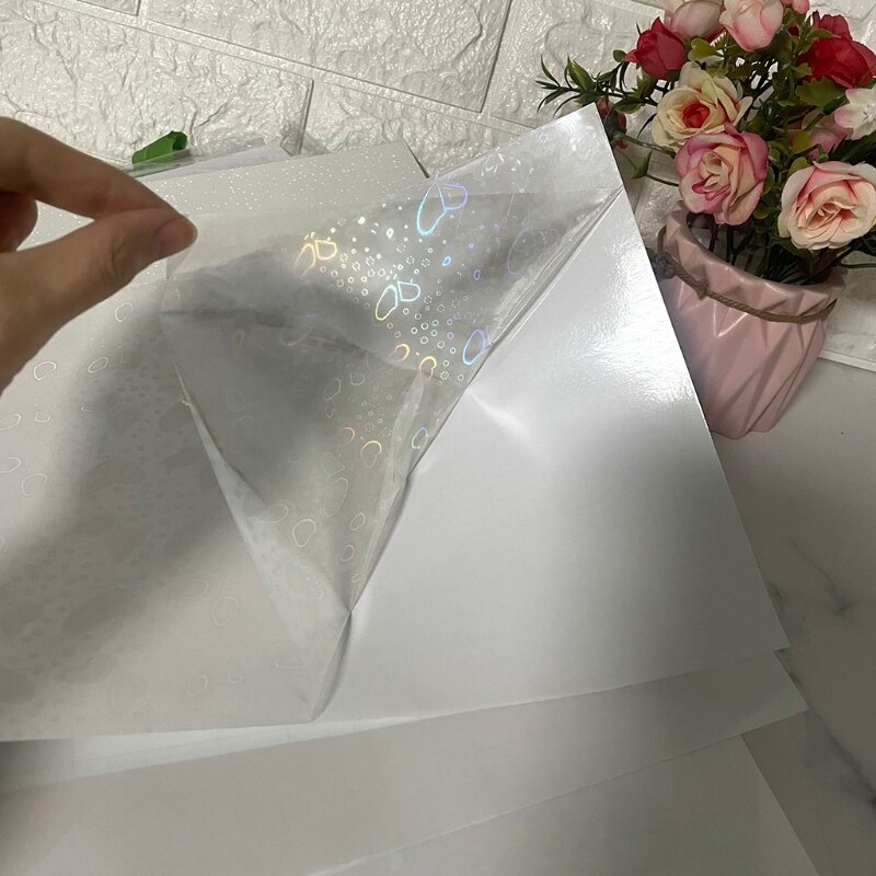 5 ark genomskinlig holografisk overlay laminering vinyl  a4 storlek självhäftande laminat vattentätt vinyl klistermärkepapper