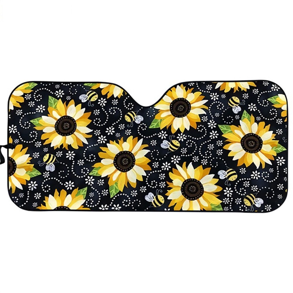 Éblouissement de soleil de bloc d'ajustement universel d'ombre de soleil automatique de tournesol jaune/UV/chaleur gardez votre couverture fraîche d'impression florale de fleur de soleil de bloqueur de voiture: K3761HC
