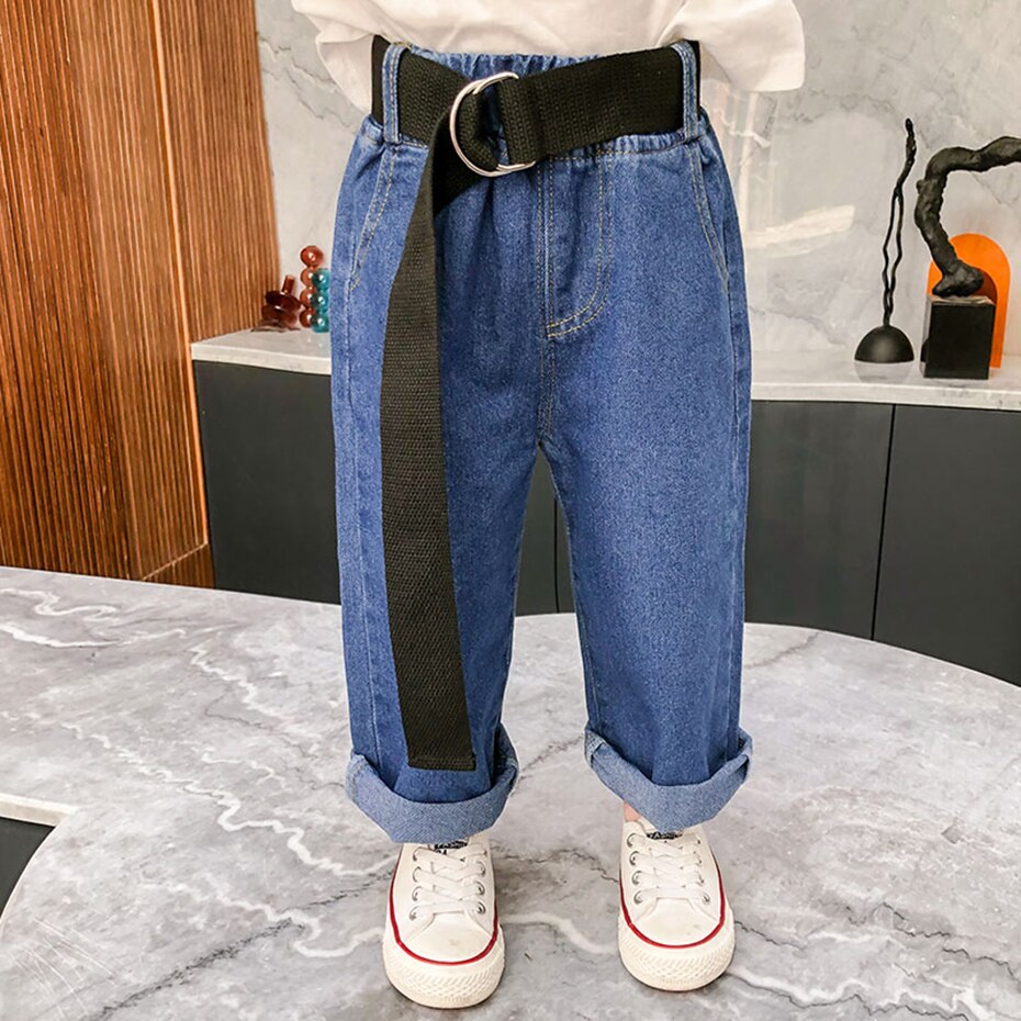Baby Jeans Belt Jeans For Girls Casual Style Kids Jeans Girls Spring Autumn Kid Clothes