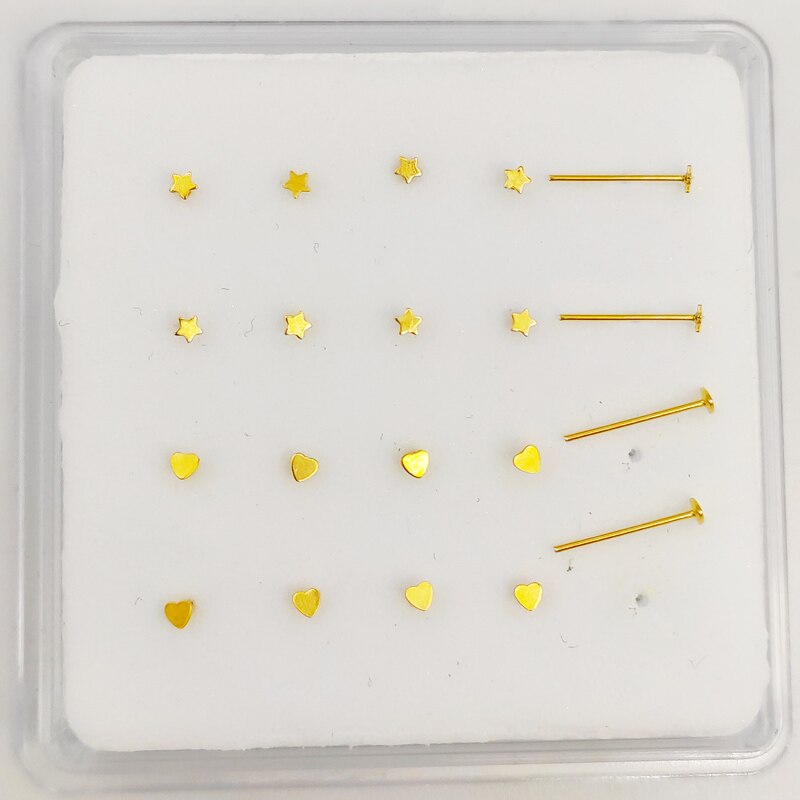 925 Sterling Silber Kreuz Nasenstecker - 20 Stück/Packung - Knochen Pin Piercing Schmuck: Goldene gerade Spitze