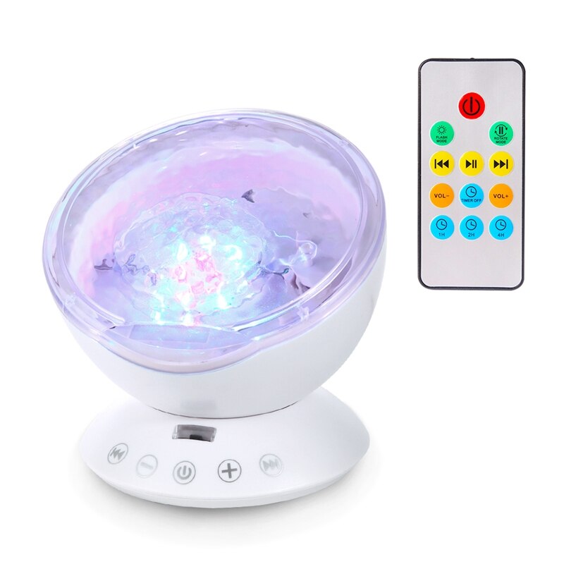LED Ocean Wave Projector Nachtlampje Ingebouwde Muziekspeler 7 Kleuren Change Star Luminaria Voor kid Slaapkamer Oceaan Projector lamp: White