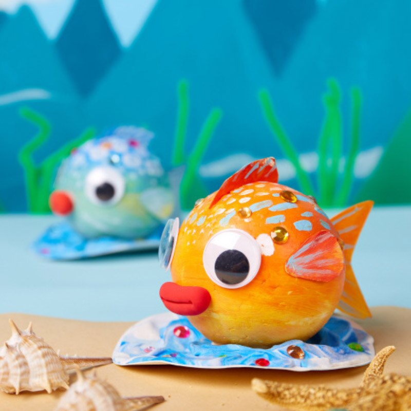 Kids DIY Handmade Bubble Fish Toys For Children Foam Ball Painting Drawing Set Kindergarten Art Kids Craft Educational Toys