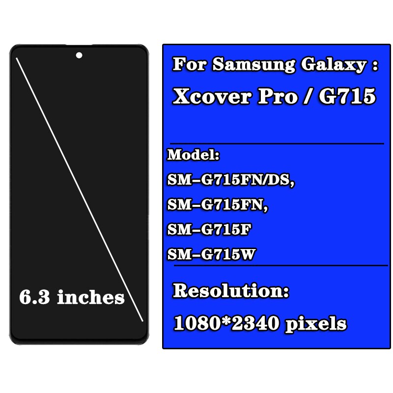 6.3 &quot;Originele Lcd Voor Samsung Galaxy X Cover Pro G715FN Lcd Touch Screen Digitizer Vergadering Xcover Pro SM-G715F SM-G715