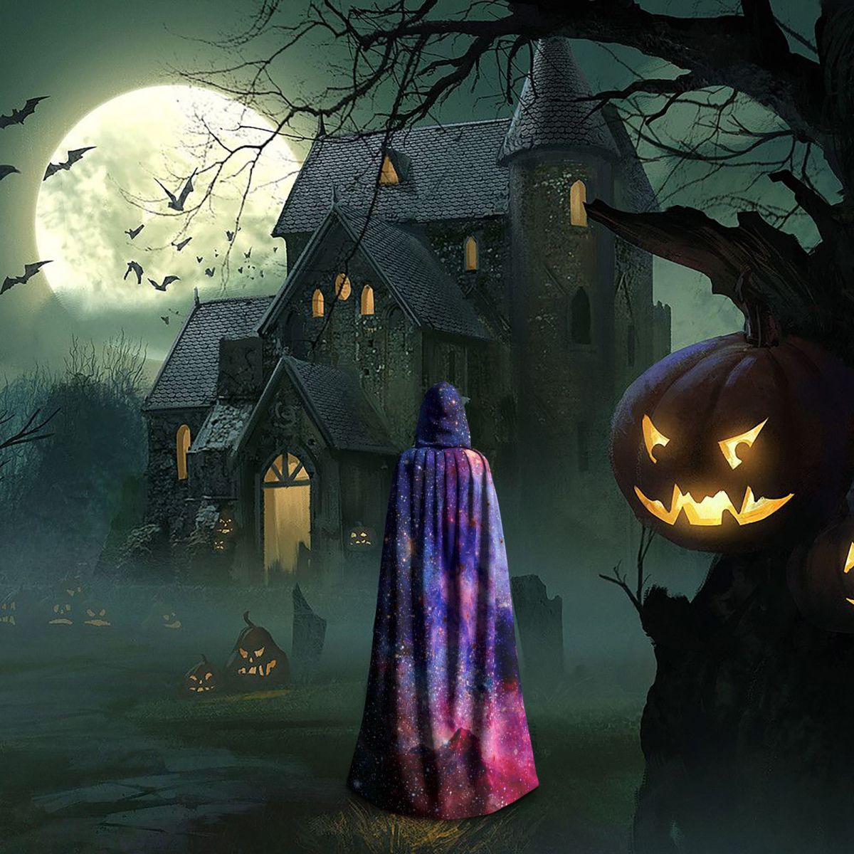 Planeta terra longo capa com capuz bruxa traje medieval cosplay capa halloween vampiro adulto unisex