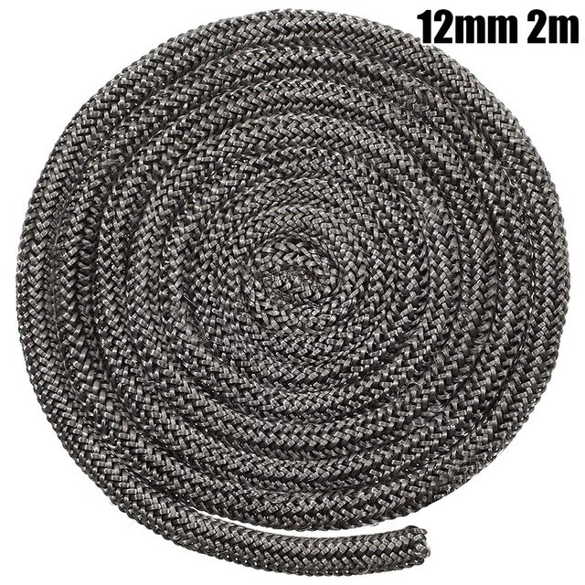 6/8mm 2m Length Black Stove Fire Rope Wood Burning Stove Log Burner Fireproof Seal Rope Resistance Home Winter Accessories: 12mm