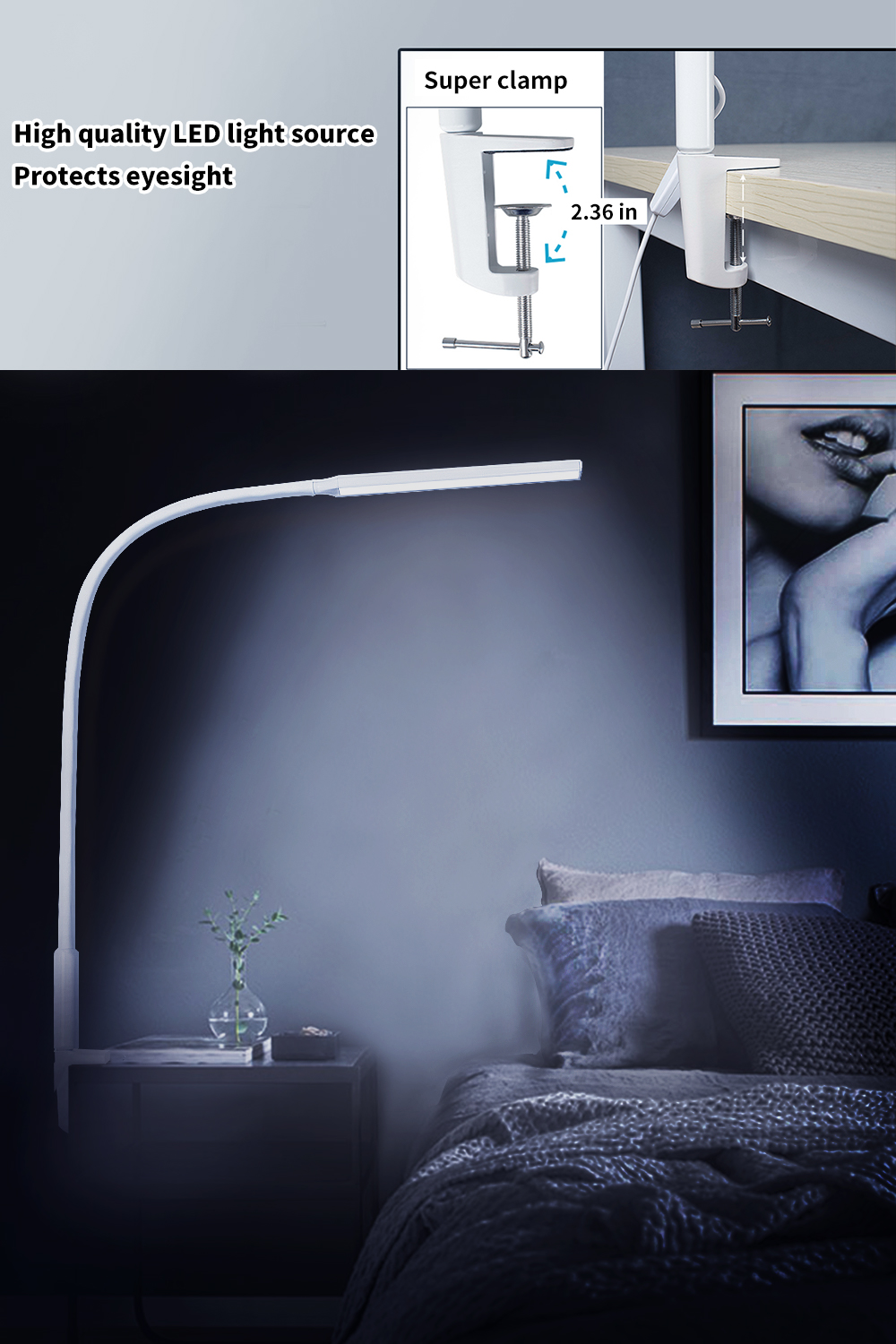 B Bureaulamp Led Usb Power Swing Arm Lamp Flexibele Gooseneck Klem Dimbare Architect Lamp 3 Kleurmodi Bureaulamp