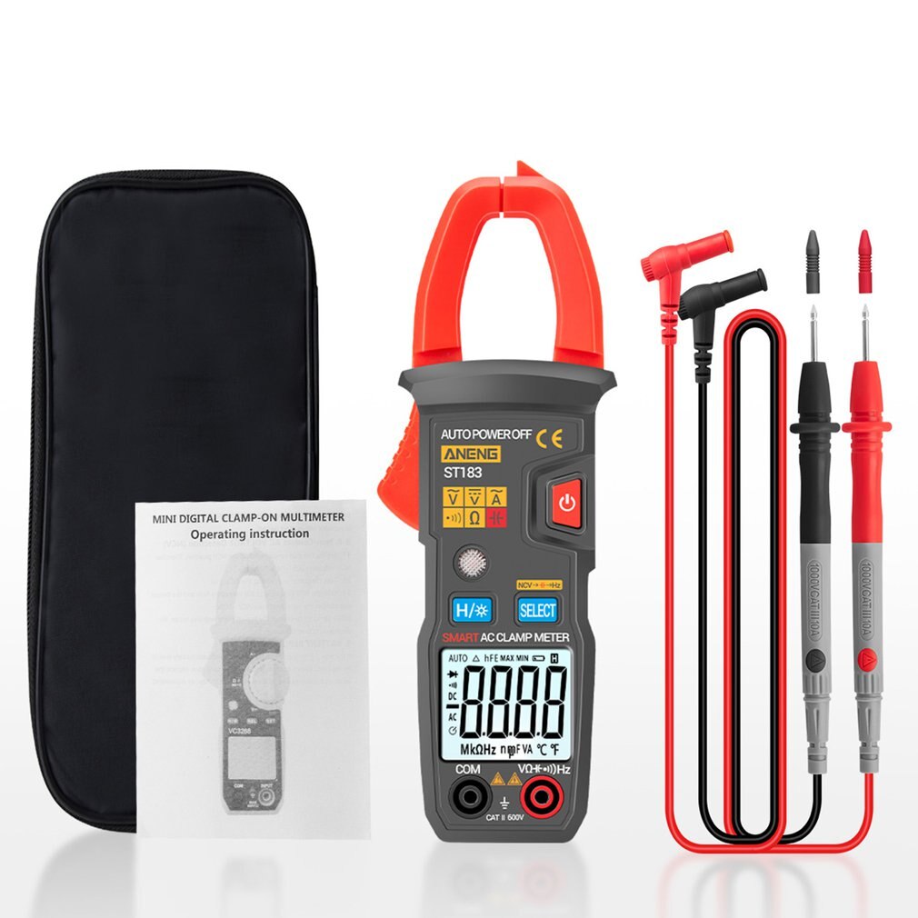 ST181/182 Digital Clamp Meter DC/AC Current 4000 Counts Multimeter Ammeter Voltage Tester Car Amp Hz Capacitance NCV Ohm Test