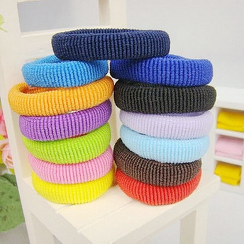 10/100 Uds linda chica oreja de conejo con pelo cuerda pelo anillo banda de pelo lazos niños bebé Accesorios para peinados Color al azar