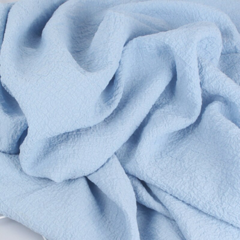 Style coréen bulle crêpe en mousseline de soie tissu rétro solide robe courte femmes robe vêtement matériel: light blue