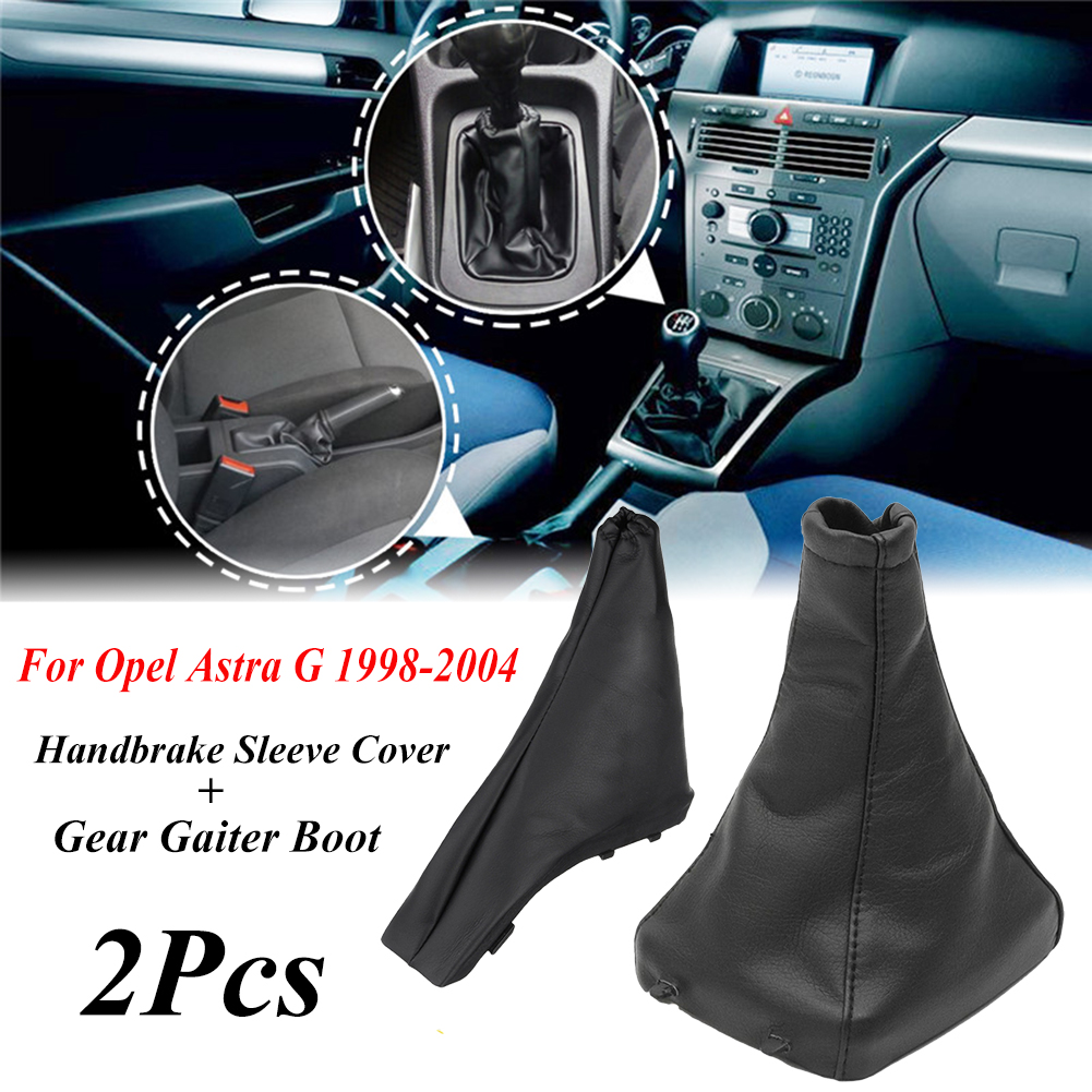 2 Stuks Pu Lederen Auto Versnellingspook Hoes Handrem Mouw Cover Auto Manual Shifter Versnellingspook Boot Cover Voor Opel astra G 98-04