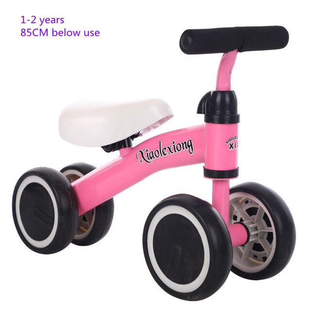 Børns balance cykel 1-3 år gammel baby ingen pedal lys trehjulet cykel barn legetøj scooter ikke-foldbar scooter sportscykel: Lyserød