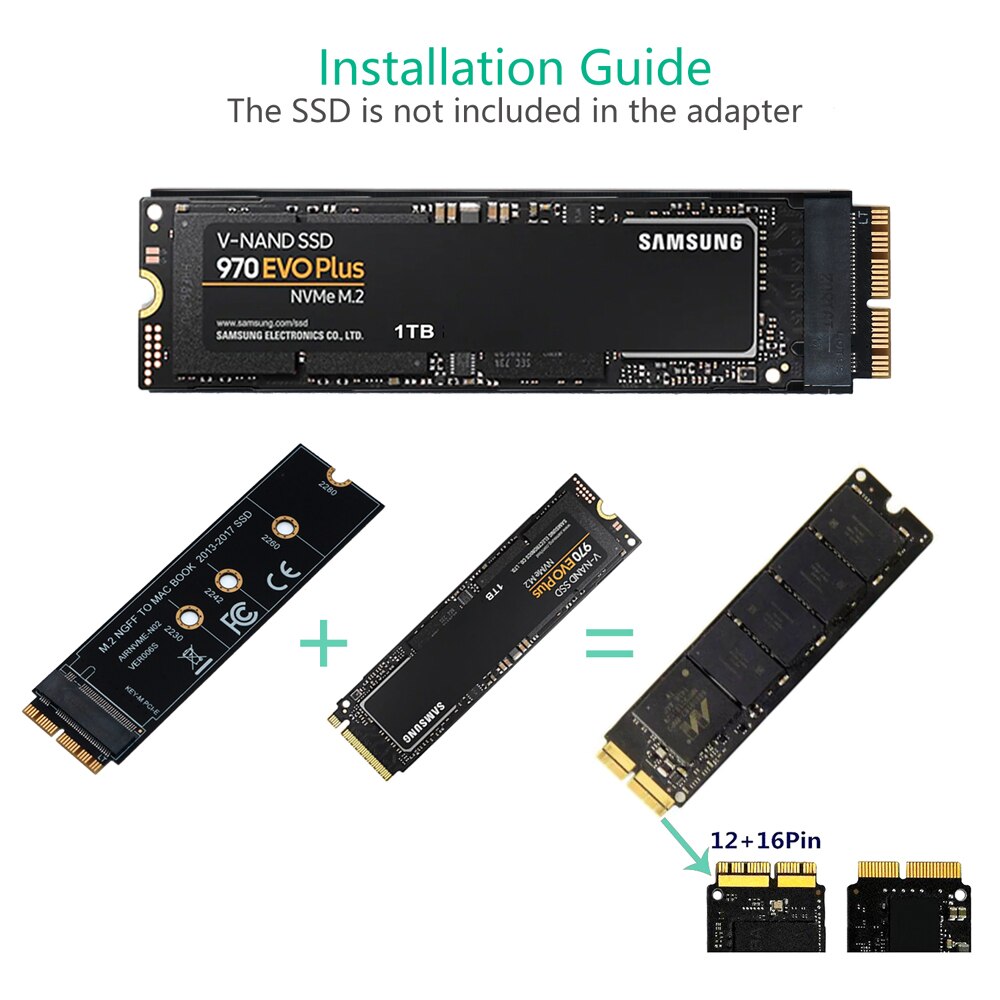 M .2 adapter m .2 ngff pcie ahci ssd adapter til macbook air  a1466 pro  a1398 a1502 a1419 til apple ssd adapter
