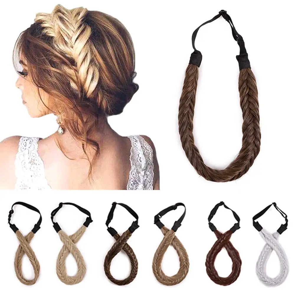Synthetisches Stirnband Ich bin böhmischen Stil, Fischschwanz-Zöpfe, Haar mit verstellbarem Gürtel, geflochtenes Haarband für Damen, Frisur, Haarteile