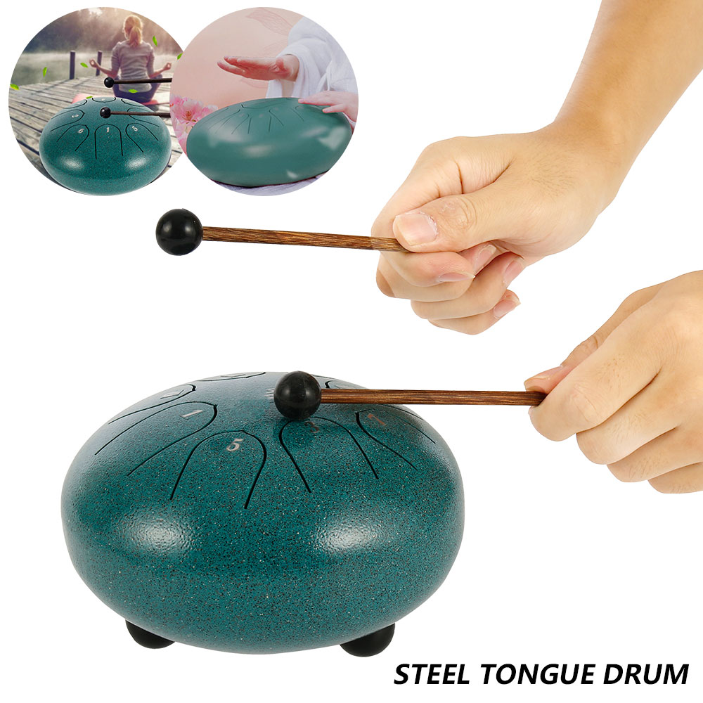 Steel Tongue Drum 6 Inch 8 Tune Hand Pan Drums Tank Hang Drum with Drumsticks Carrying Bag Percussion Instruments Accessories