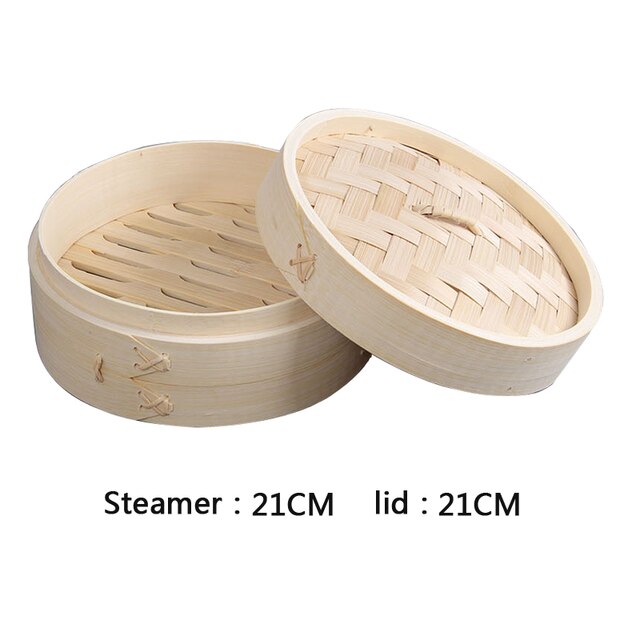 Kitchen Bamboo Steamer Fish Rice Vegetable Snack Basket Set Cooking Tools Handmade Bamboo Steamer To Send Steamer Cloth: 21cm