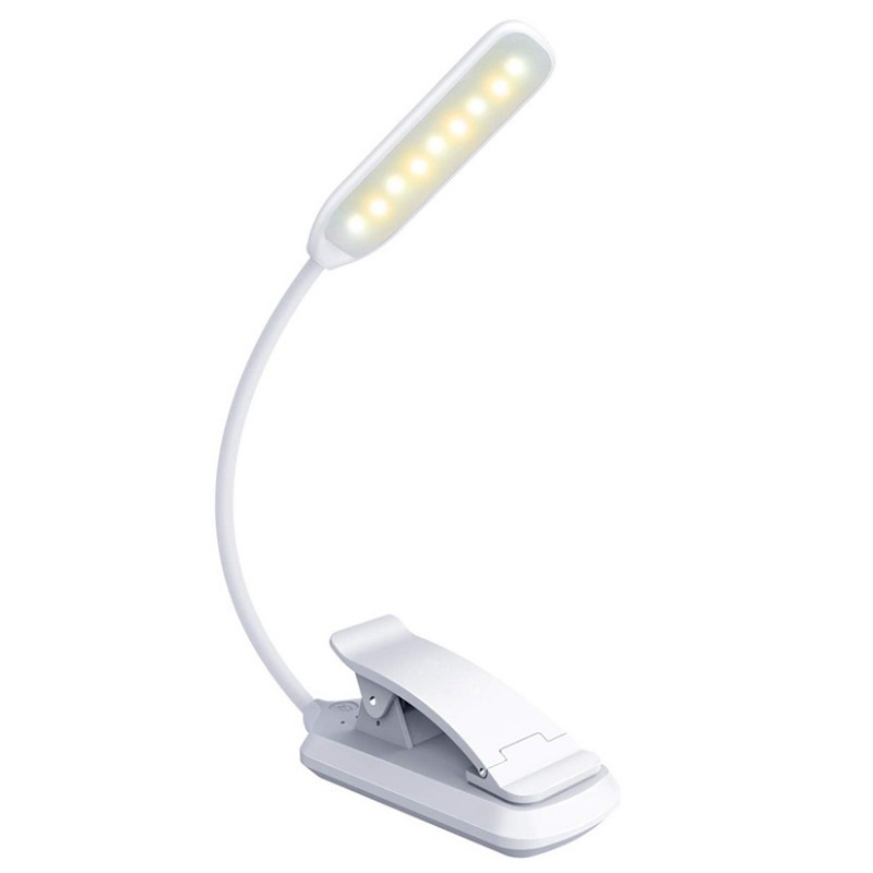 Oplaadbare boeklamp Dimmende leeslamp op 3 niveaus Daglicht Flexibel clip-on licht Boekleeslamp voor lezen in bed: Warm White