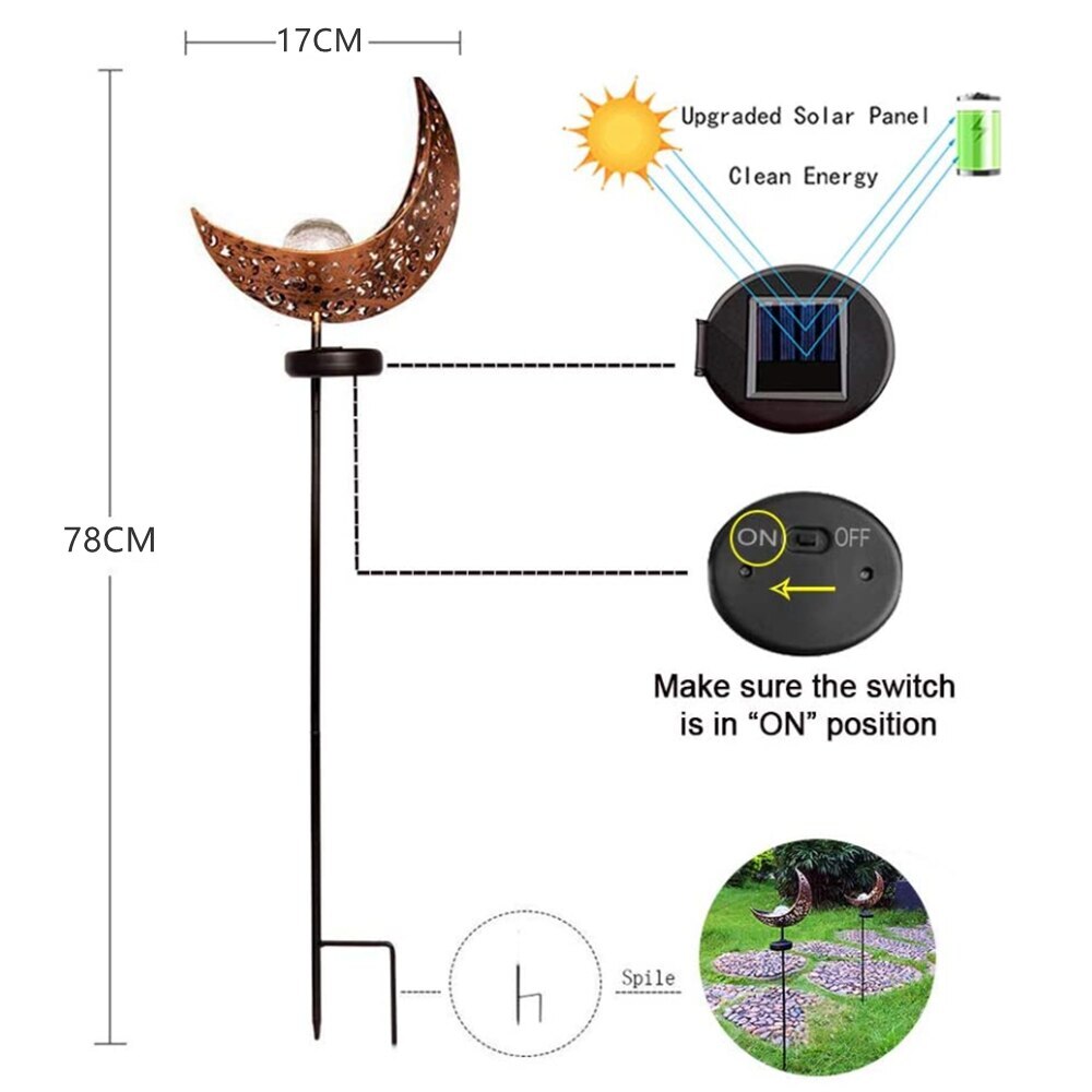 Outdoor Decorations Solar Garden Light Sun Moon Star Flame Waterproof Retro Lamp Stake Garden Yard Lawn Decor Supplies