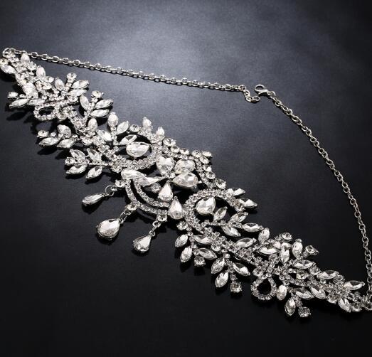 braut Haarbänder Kristall Stirnbänder frauen Haar Schmuck Hochzeit zubehör kristall Diademe Und Kronen Kopf Kette: Silber-