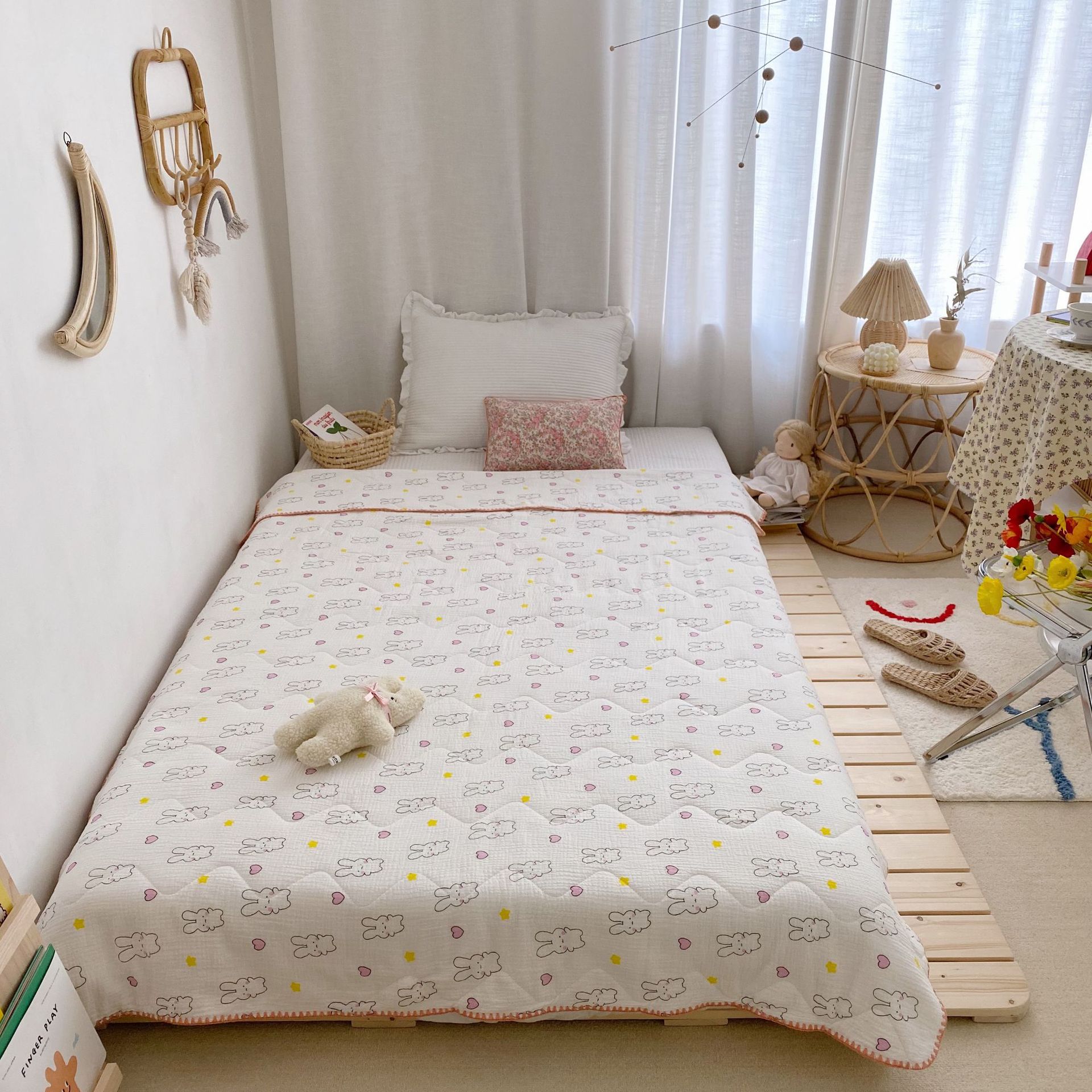 95*115cm sommerdyner til børn 100%  luftgennemtrængelighedstæpper i bomuld til hjemmet børnehave skolebørn sengetøj: Kanin