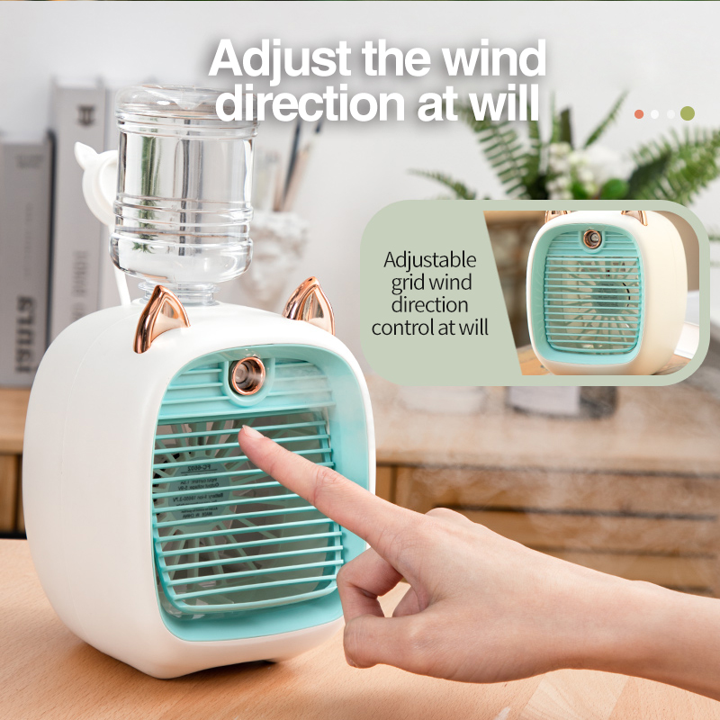 Draagbare Airconditioner Usb Mini Luchtkoeler Ventilator Waterkoeling Ventilator Met 3 Speed 2 Modi Spray Luchtbevochtiger Purifier Voor Auto Thuis
