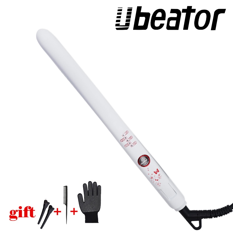 Fer à lisser électrique à revêtement céramique, fer à boucler, affichage numérique, mini fer plat électrique, noir et blanc