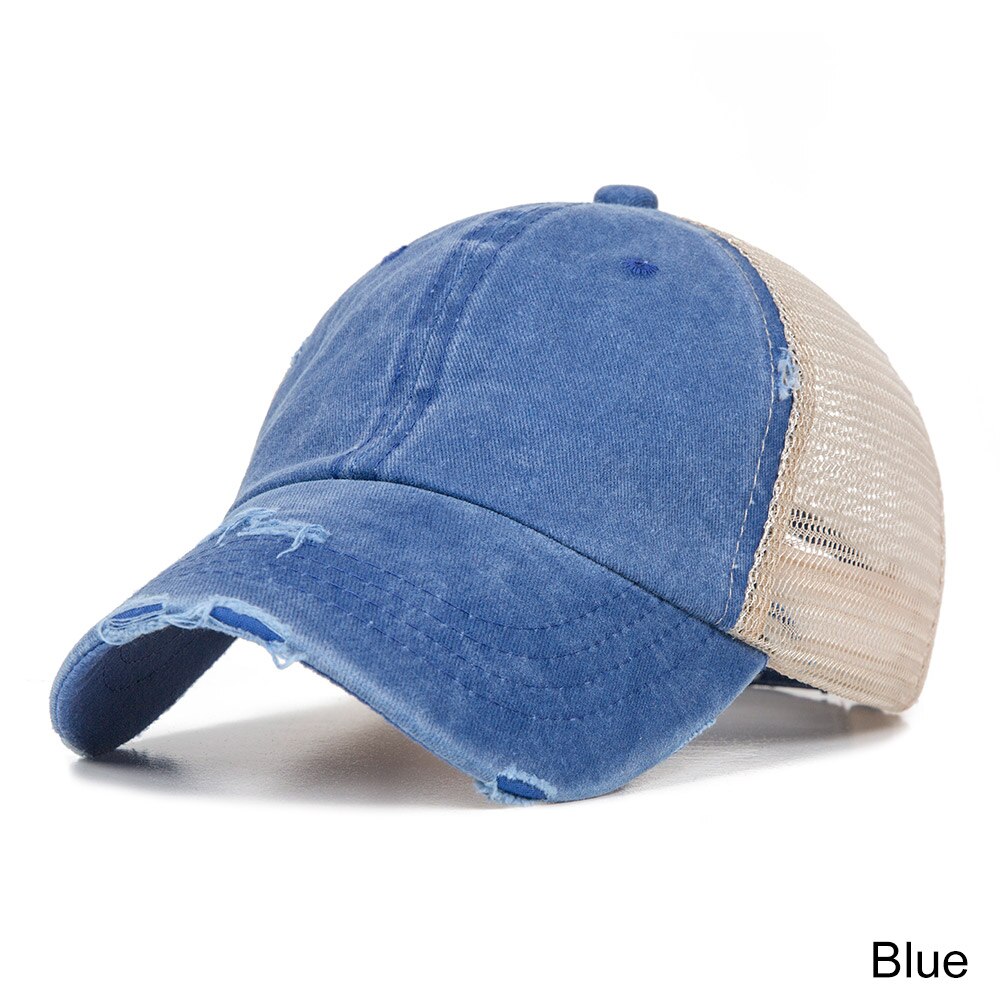 Truenjoy sommer kvinder mesh hestehale baseball cap snapback kasketter til kvindelig sport hat dame ben gorras: Blå