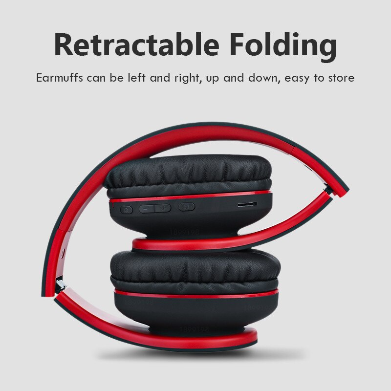 HiFi Stereo Bluetooth Headphone with Mic Foldable Wireless Headset Gaming Earphone for Phone Tablet Support FM Radio and TF Card