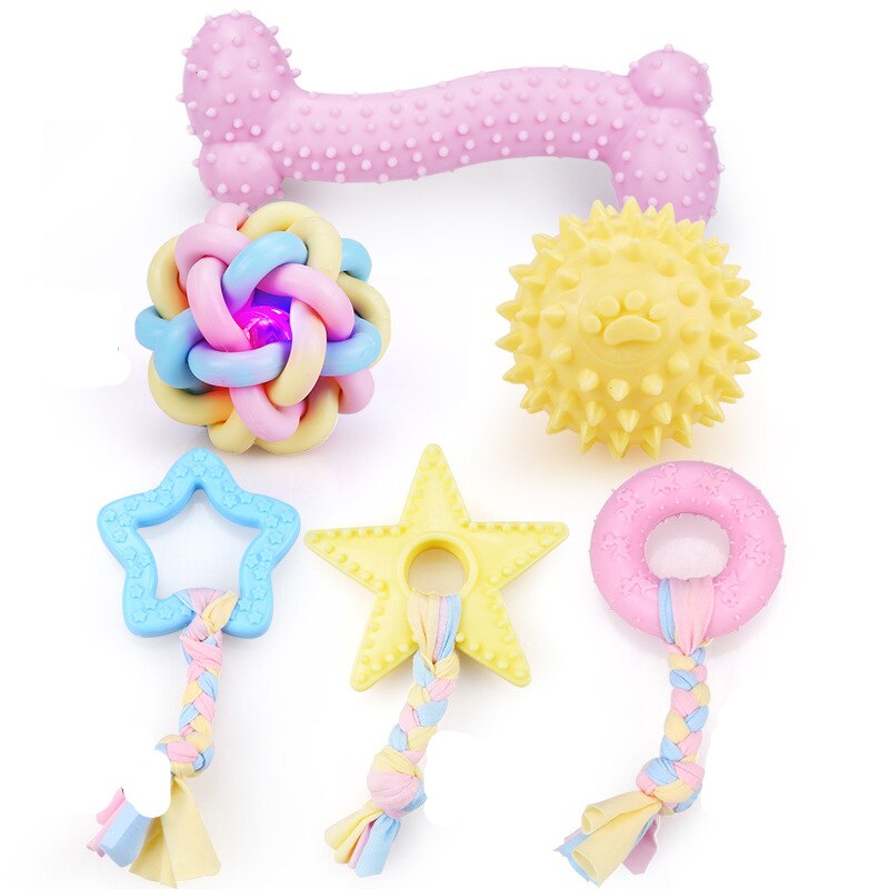Juguete interactivo con nudo de cuerda para perro, mordedor de goma Natural, pentagrama duradero para entrenamiento de perros pequeños, mordedor, cepillo de dientes