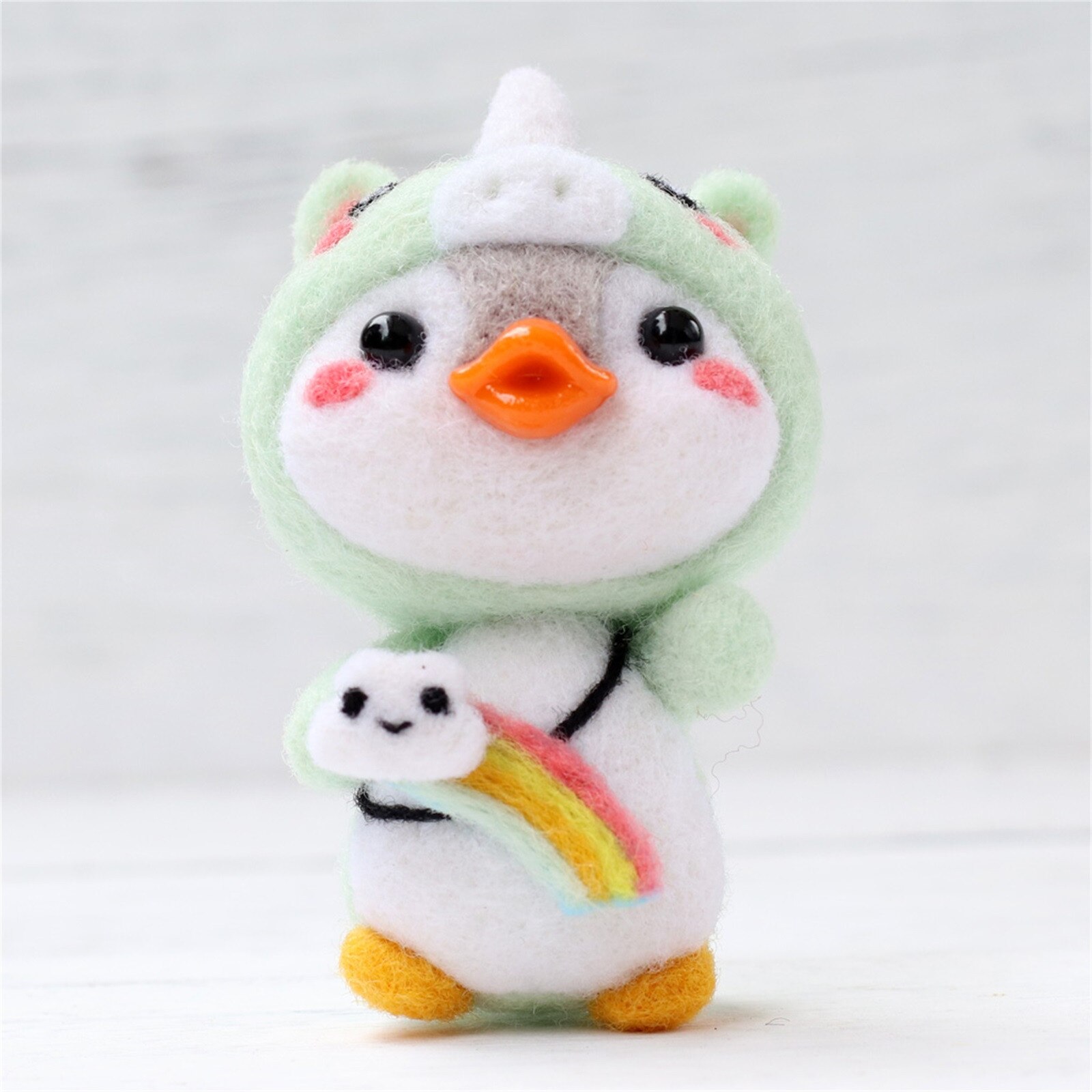 Leuke Pinguïn Patroon Handgemaakte Diy Poke Wol Vilt Materiaal Productie Pakket Kinderen Gevulde Pop Voor Kinderen Kinderen Pluchen Speelgoed