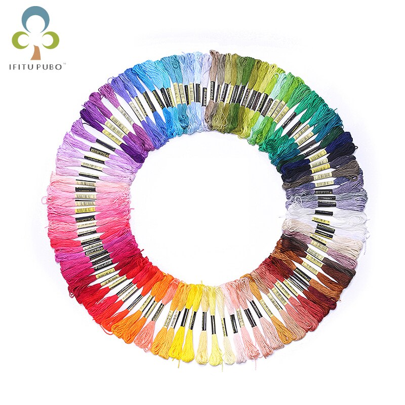 25/50/100 Random Color embroidery DIY Silk Cross Stitch Cotton Sewing Skeins Embroidery Thread Floss Kit DIY Sewing Tools YJN