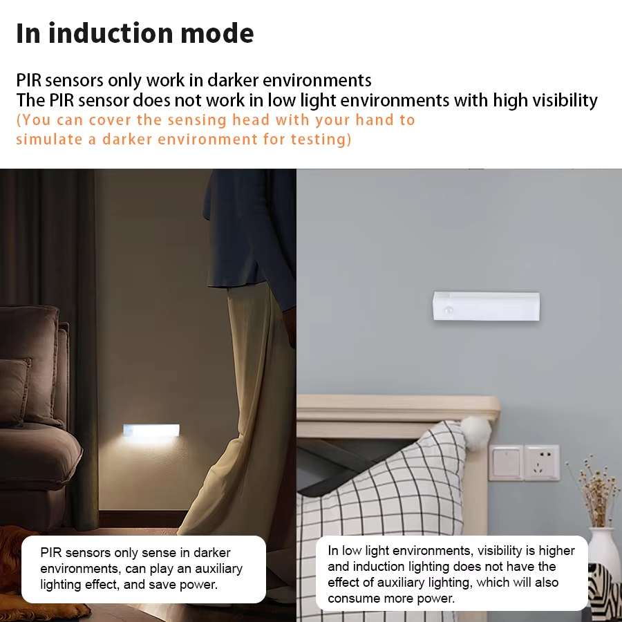 Luci con sensore di movimento a luce notturna da 50 cm Luce senza fili sotto l'armadio per armadio da cucina Camera da letto Guardaroba Illuminazione interna Barra a LED