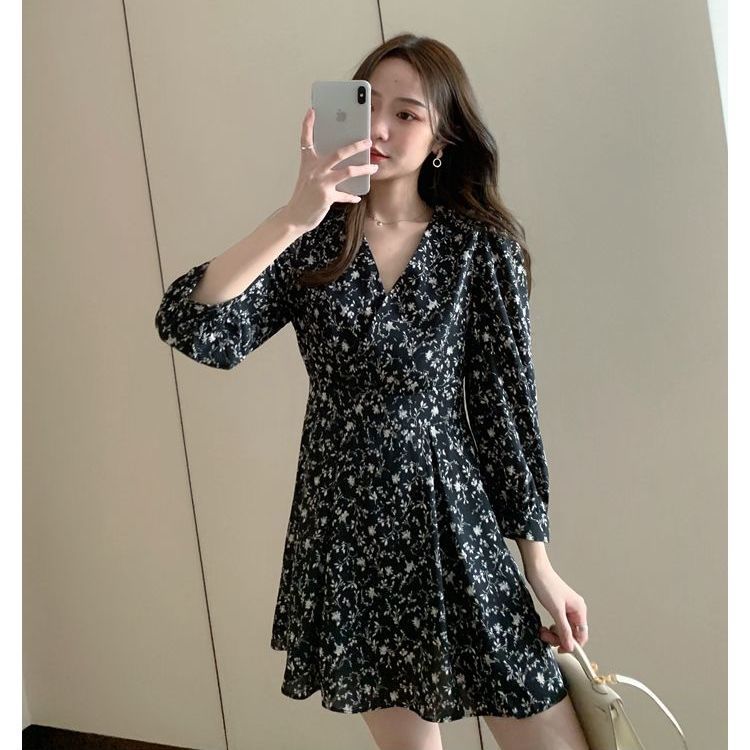 nie-główny nurt smażony garnitur uliczny, żeńnarty jesienno-zimowy koreańnarty luźny kombinezon kurtka krótka sukienka kwiatowa [dostawa w ciągu