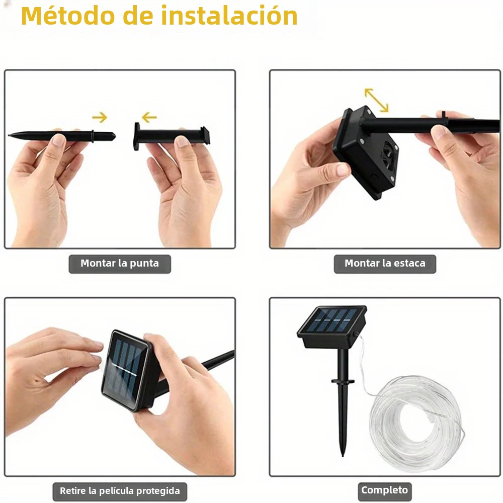 Luzes de corda solar ao ar livre azul 300 LED tubo de PVC luz de corda de fadas jardim Halloween e decorações de Natal