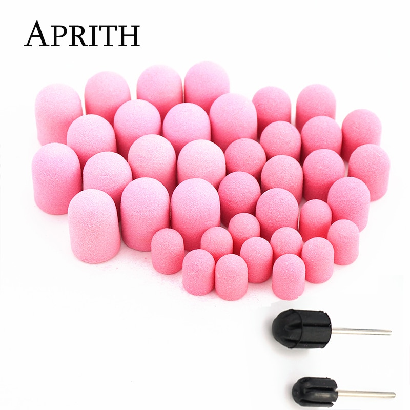 Tampas de plástico para lixar o pé, base rosa, cuidados de pedicure, polimento, areia, acessórios para broca, ferramenta de cutícula dos pés 13, 20 peças * 19mm