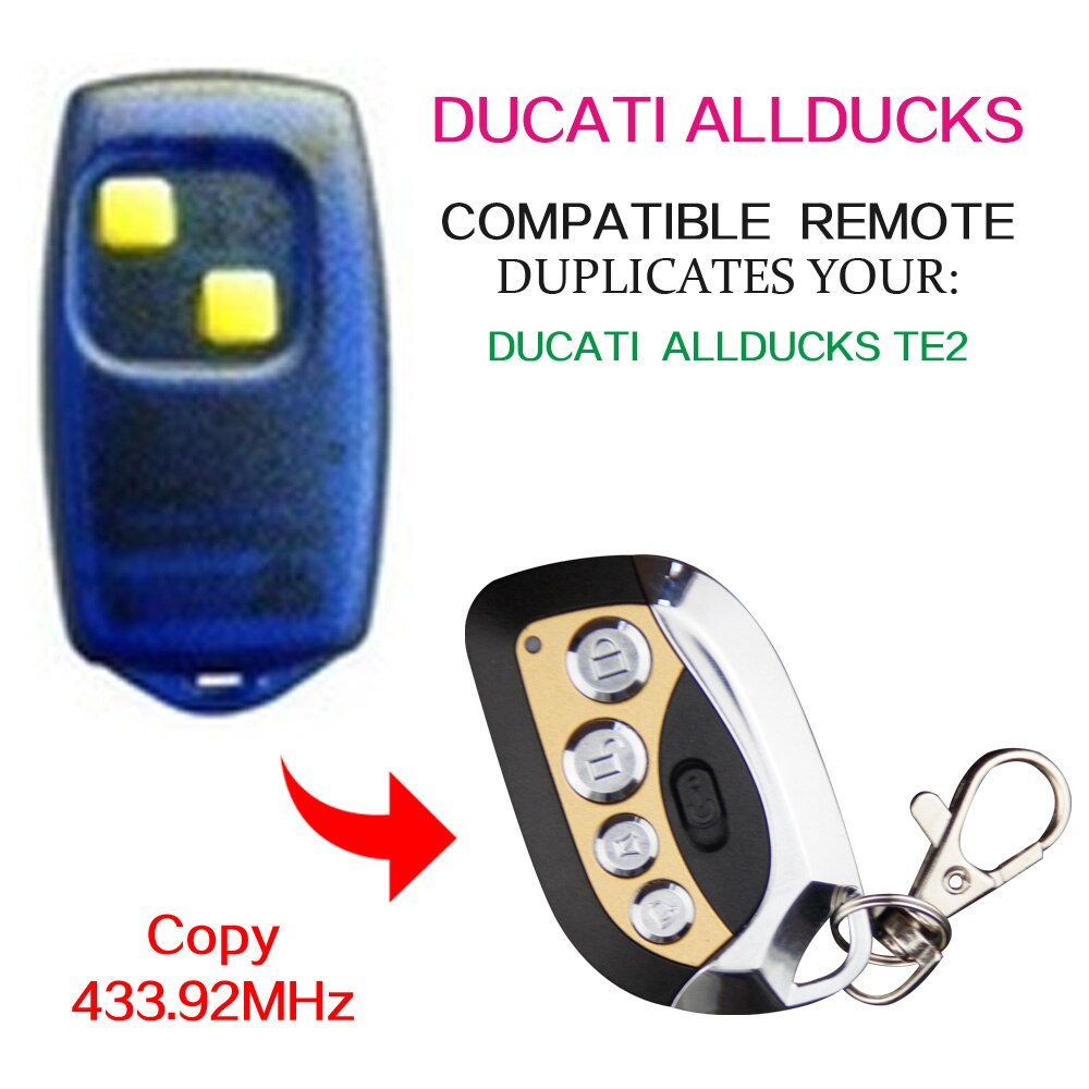 Ducati allducks  te2 fjernbetjening 433 mhz kopiport garageport ducati allducks  te2 433.92 mhz fjernbetjening