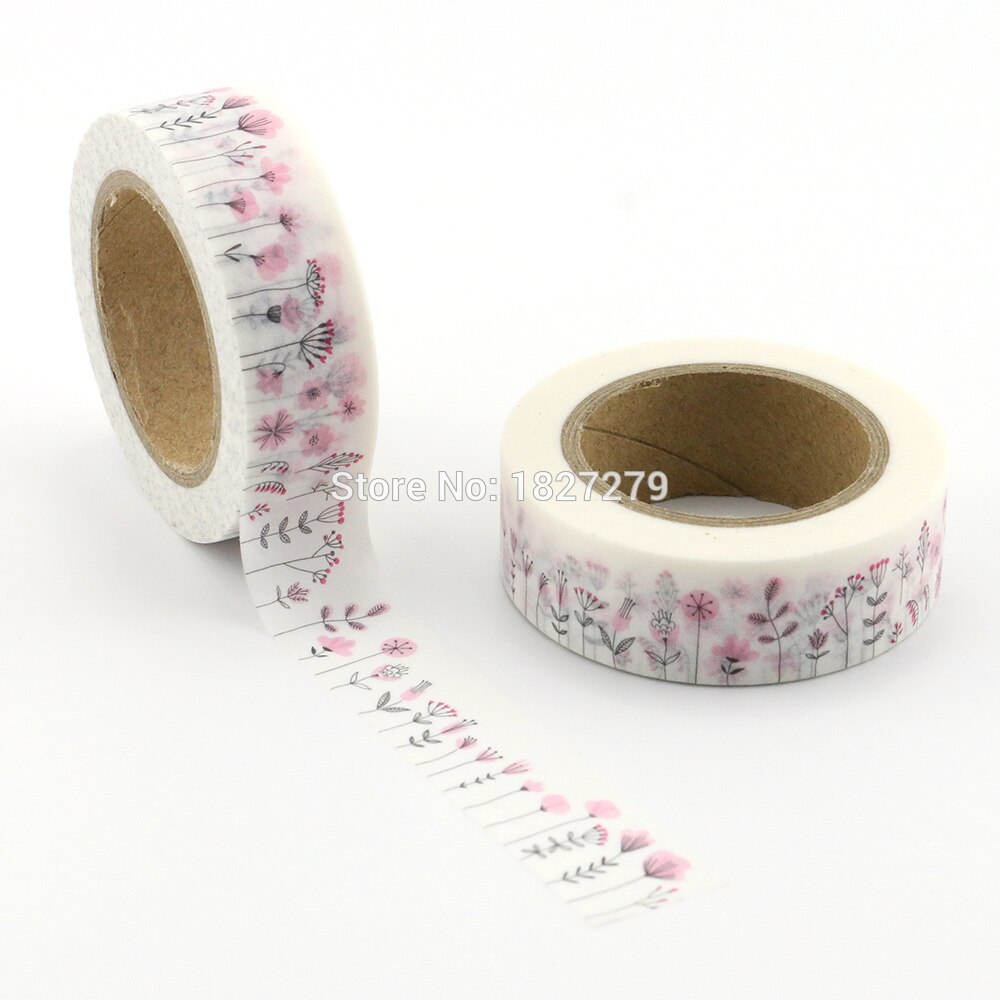 Cinta Washi de papel japonés para manualidades, cintas adhesivas de papel rosa, pegatinas, papelería decorativa, 1,5 cm x 10m, 1 unidad