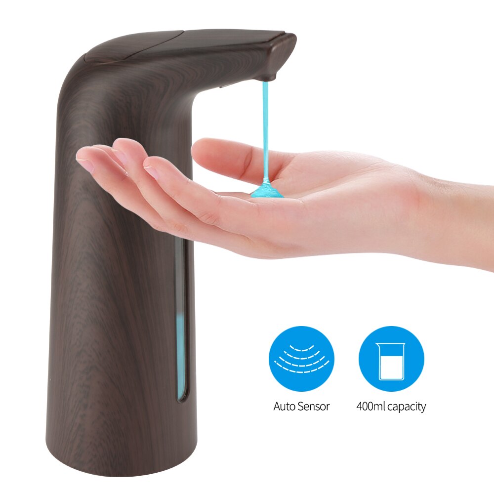 Soap Dispenser Automatic 400ML Electric Soap Dispenser Sensor Infrared Foaming Hand Washer Soap Dispensers For Bathroom Kitchen: Dark Mahogany