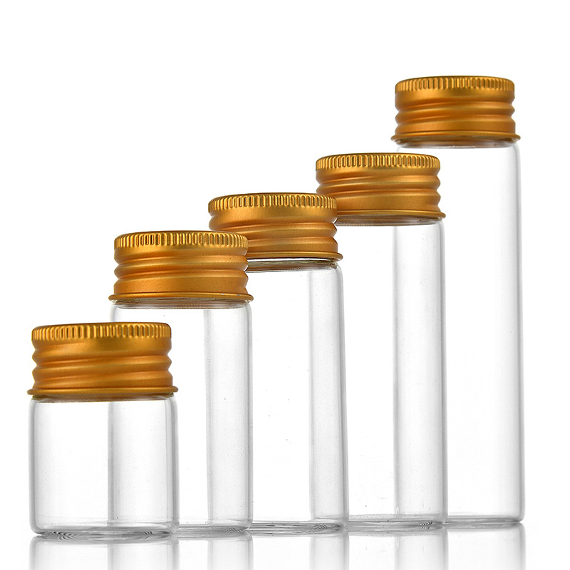 5 ~ 30ml små glassflasker med skrukork, oppbevaringsglass, minibeholdere, gjennomsiktige hetteglassflasker, tomme, påfyllbare flasker