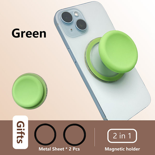 For Magsafe Magnetic Mobile Phone Grip Tok Holder For IPhone 15 Samsung Socket Pocket Support Mac Safe Ring Finger Folding Stand: green