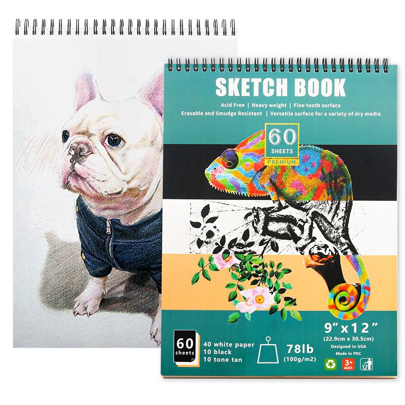 2-pack sketchbook blank coil notebook color lead painting book art students go out sketch paper 22.9x30.5cm