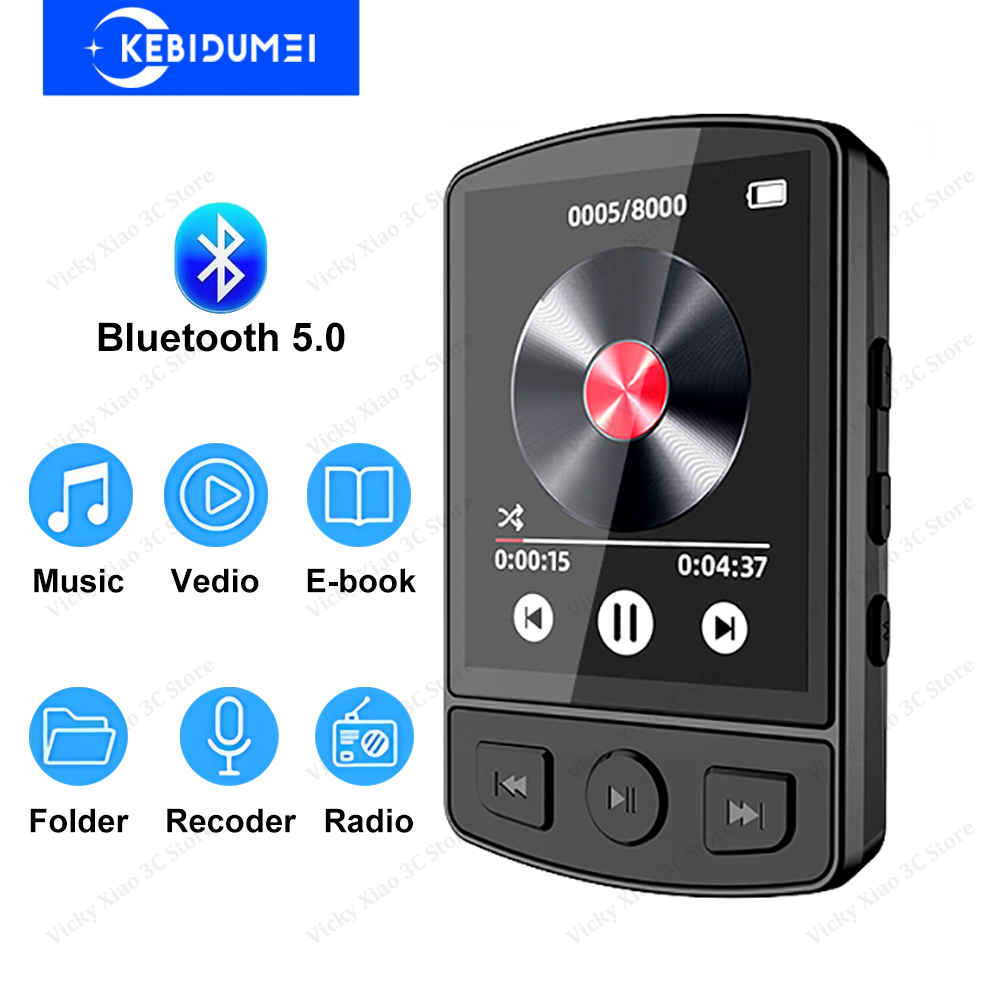 Lettore MP3 Bluetooth 5.0 Lettore MP4 wireless Altoparlante incorporato Lettore musicale stereo portatile Supporto Radio FM Registrazione di e-book