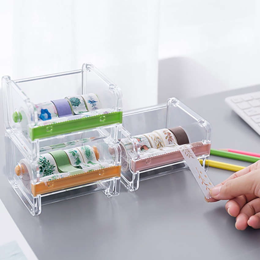 Stationery Masking Tape Cutter Transparent Tape Storage Organizer Cutter Desktop Office Tape Dispenser Office Supplies Cuttings