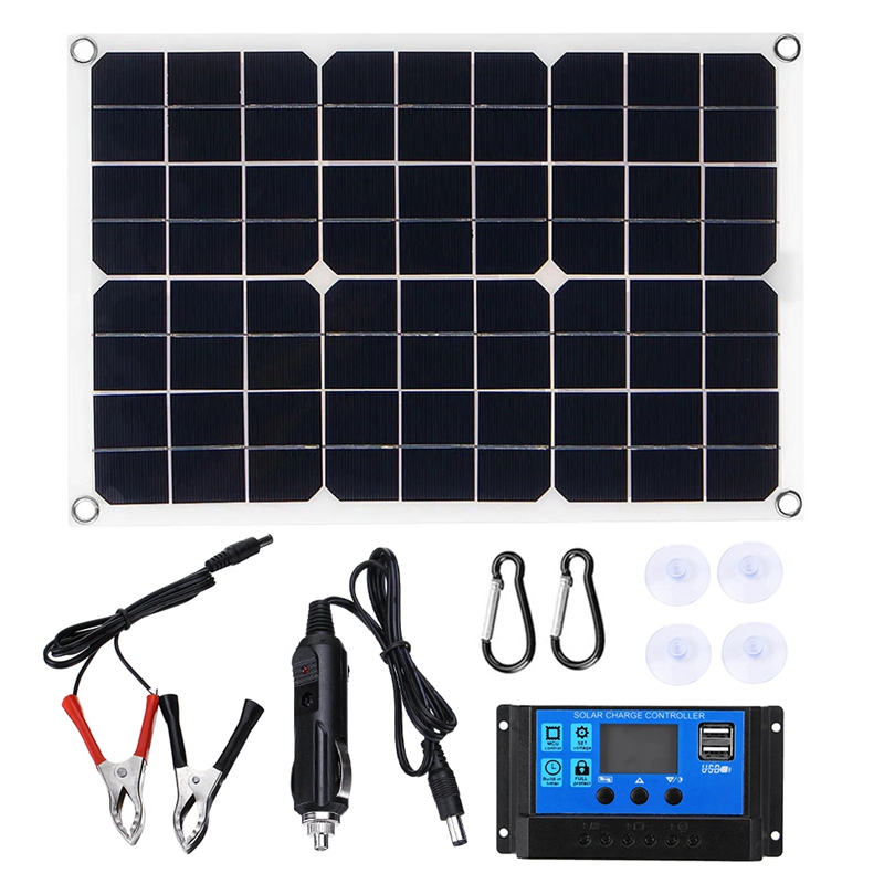 100W Solar Panel 12V Battery Charger Kit 50A Controller for Caravan Van Boat Dual USB