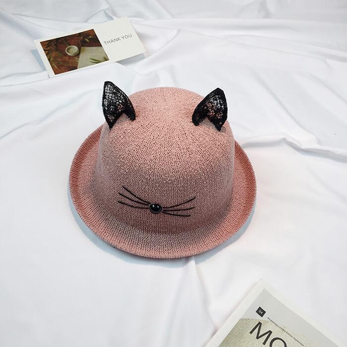 oZyc Sun Hat Women's Cat Lace Ear Summer Straw Hats For Women Beach Headwear 8 Colors Chapeau Femme Bucket Hat: 8