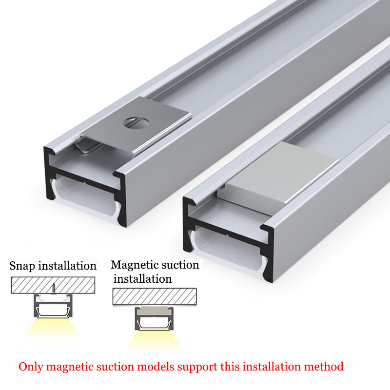 Tira de luces Led de perfil de aluminio negro/plateado, difusor de 2835 5050 canales, iluminación de línea de pared interior, barra de luz magnética para armario de cocina
