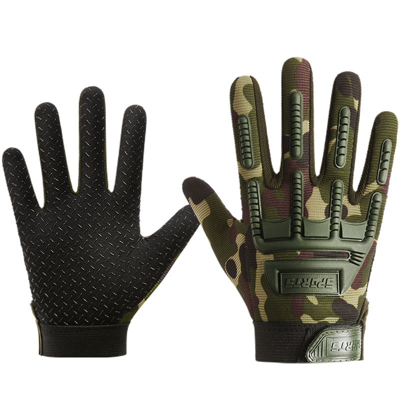 Children's cycling gloves, boys' tactical full-finger gloves, camo four seasons, girls' 2 to 7 year old children's anti-slip climbing gloves: L / Pink