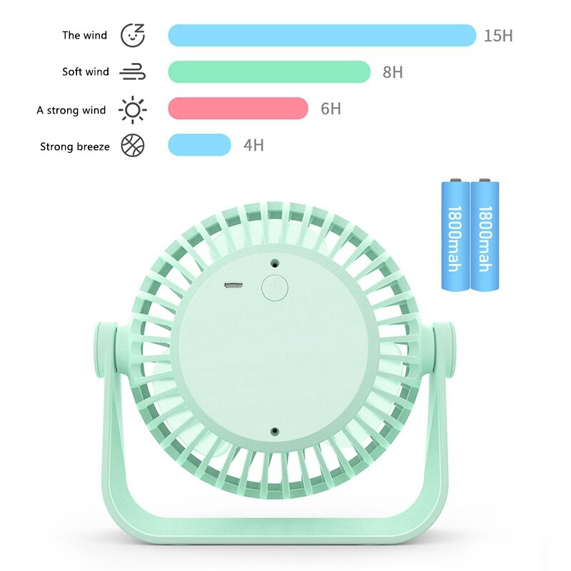 D605 Desktop Fan, 5-Inch Fan Blade Can Be Rotated Vertically 360 Degree USB Charging Dual Power Small Fan