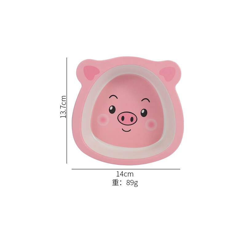 Cartoon Bamboo Fiber Baby Solid Food Bowl -Resistant Children's Cute Eating Bowl Kindergarten Bowls: Pig(pink)